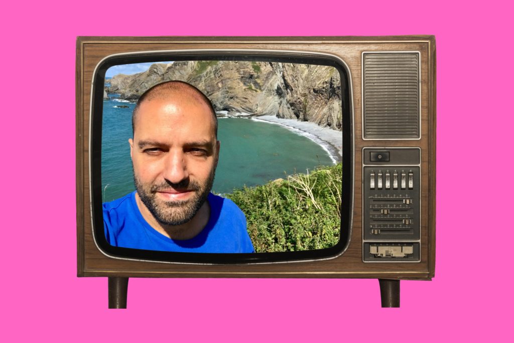 Paul Alaoui film writer and creator of 5 Minute Film School in cinema classroom studio.