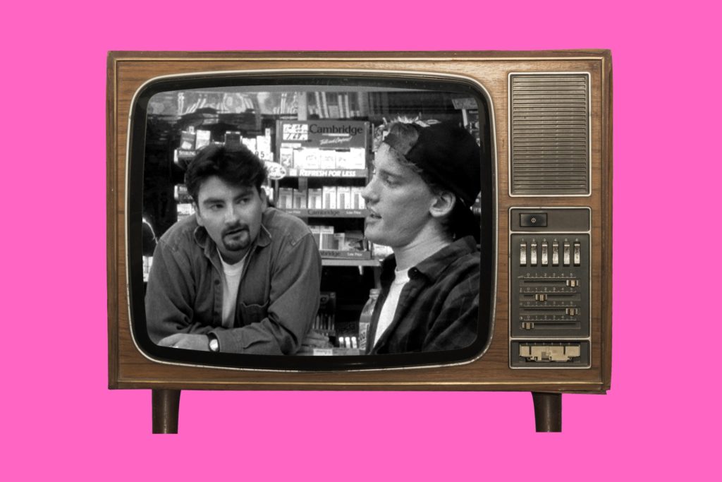American independent cinema collage featuring Clerks, Pulp Fiction, Richard Linklater, and Sundance Film Festival imagery.