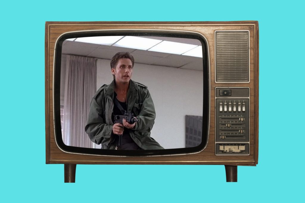 1980s Brat Pack movie posters in cinema room The Breakfast Club detention scene St Elmo’s Fire cast group image Molly Ringwald in Pretty in Pink Andrew McCarthy Brats documentary still John Hughes directing 1980s teen movie classic Brat Pack actors together 1980s teen cinema VHS collection